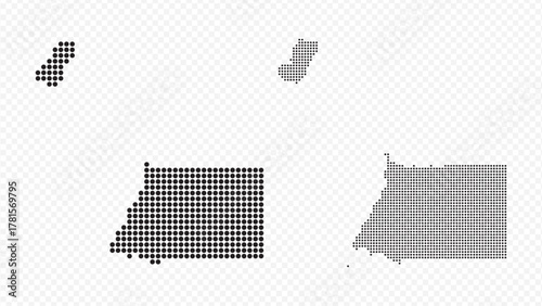 Equatorial Guinea dotted map set in black color, modern digital pixelated geographical representation