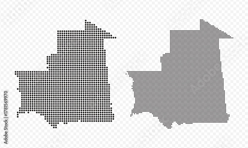 Mauritania dotted map set in black color, modern digital pixelated geographical representation