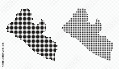 Liberia dotted map set in black color, modern digital pixelated geographical representation