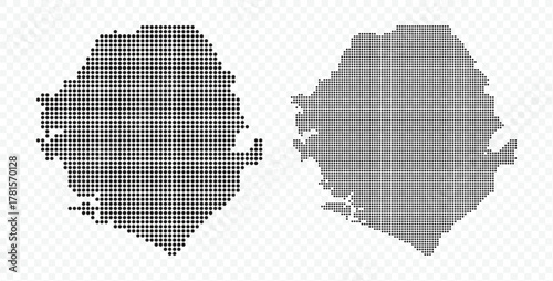 Sierra Leone dotted map set in black color, modern digital pixelated geographical representation