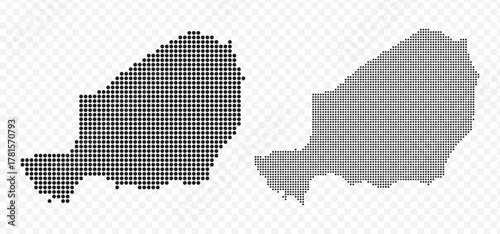 Niger map set made of small black dots, modern dotted vector graphics on transparent background