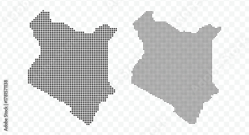 Kenya dotted map vector illustration featuring fill and outline design on transparent background