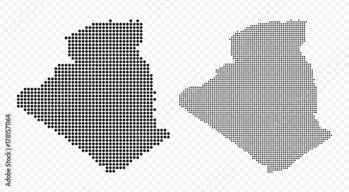 Algeria dotted map set, vector illustrations of the country shape using black dots