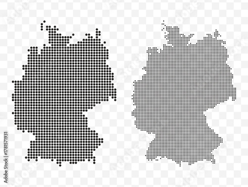 Black dotted map set of the Federal Republic of Germany Modern vector illustration on transparent background