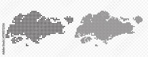 Halftone or dotted vector map of Singapore, ideal for data visualization and modern graphics