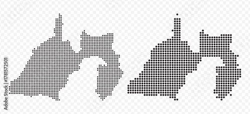 Vector map illustration of Shizuoka Prefecture, Japan, showing dotted pattern and halftone style.