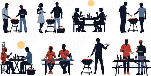 Barbecue, grill, outdoor, cooking, picnic, food, friends, family, summer, gathering, eating, celebration, party, social, leisure, dining, meat, drink, fun, lifestyle