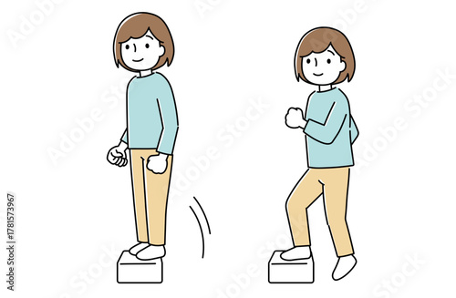 踏み台昇降をする女性