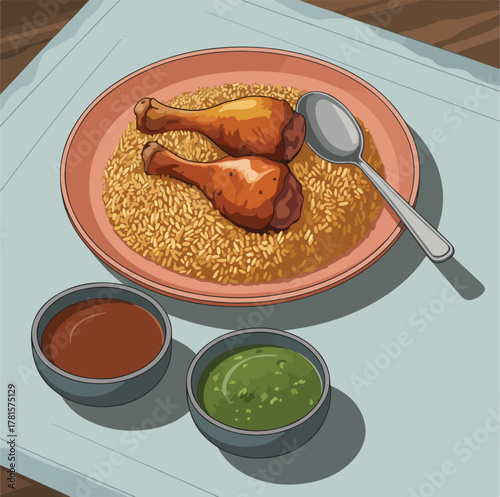 A delicious dish of hot dog sausage, fried chicken, and potatoes with fresh vegetables on a white plate