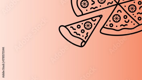 Print Minimal Line Art Pizza Slices on Gradient Background