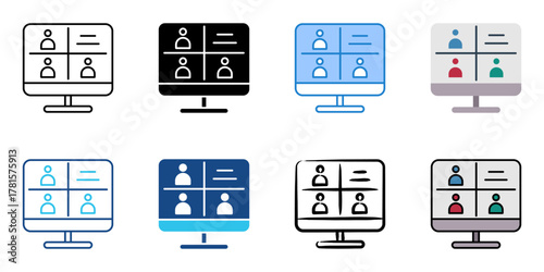 online conference icon set multiple style collection 
