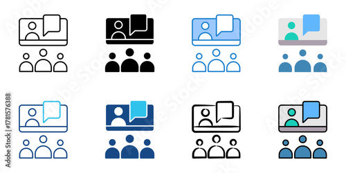 online class icon set multiple style collection 

