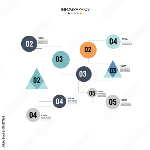 Data Visualization Infographic Design with Circular and Triangular Elements