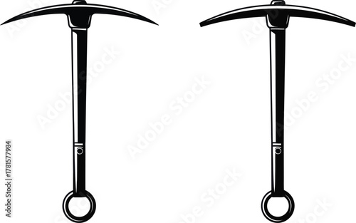 Print Vintage Pickaxe Mining Tool Black and White Vector