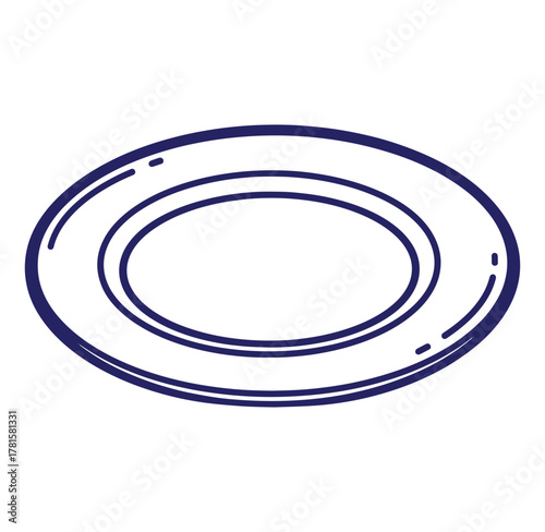 Simple elegant hand drawn blue plate illustration on a clean white background for design