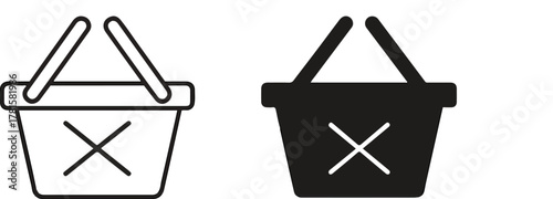 Out of stock icon with shopping basket and X mark