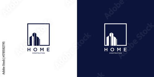Creative home construction logo design with combination letter modern concept premium vector
