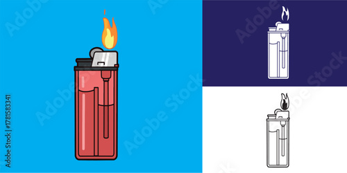 set of gas lighter good for sticker, badge, element design, logo, etc