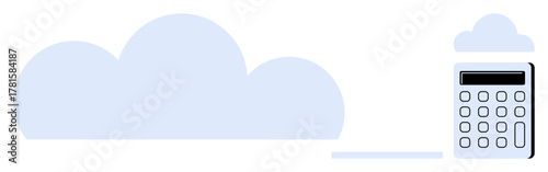 Calculator connected to cloud representing cloud computing, financial analytics, and data storage. Ideal for technology, finance, data management, cloud services, digital solutions, innovation