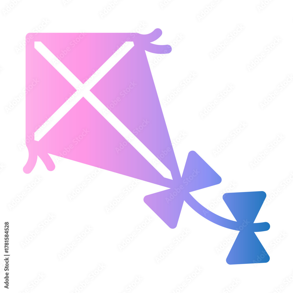Fototapeta premium Gradient color icon of kite symbolizing fun and freedom