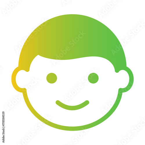 Gradient color icon of smiling boy representing playful childhood