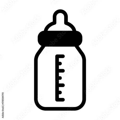 Glyph icon of milk bottle representing baby and care