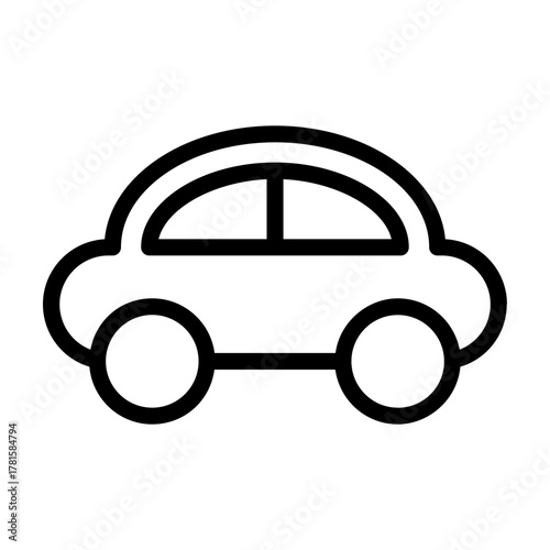 Line icon of car toy representing fun and childhood activity
