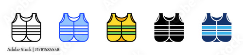 Safety Vest Icon Collection With Multiple Styles