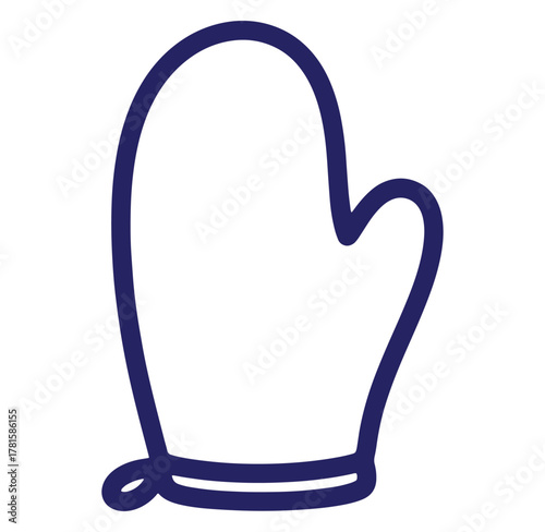 Simple outlined oven mitt icon illustration perfect for kitchen and cooking themed designs