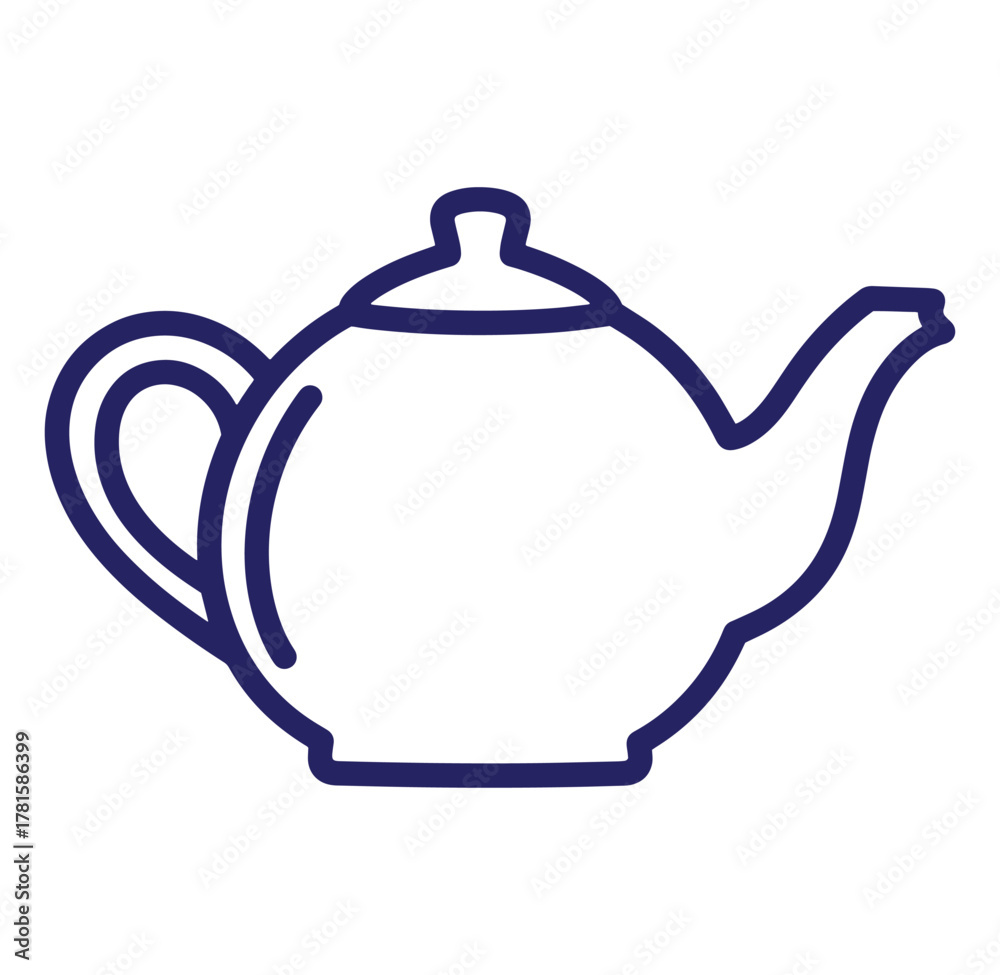 Obraz premium Simple outlined vector illustration of a teapot isolated on a pure white background.