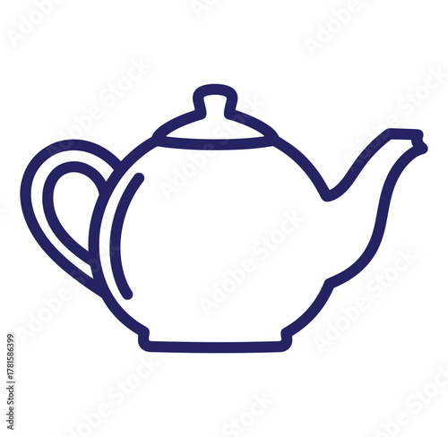 Simple outlined vector illustration of a teapot isolated on a pure white background.