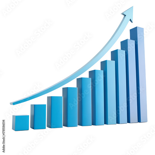Growth chart with arrow going up showing business success and progress