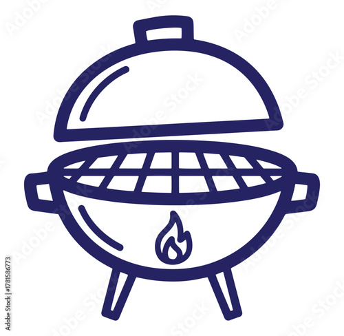 Simple vector illustration of a classic charcoal grill perfect for outdoor cooking