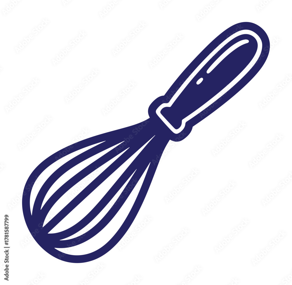Obraz premium Vector illustration of a blue kitchen whisk isolated on white background for culinary design