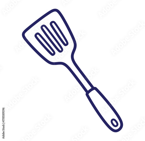 Vector illustration of a slotted spatula isolated on a white background suitable for cooking