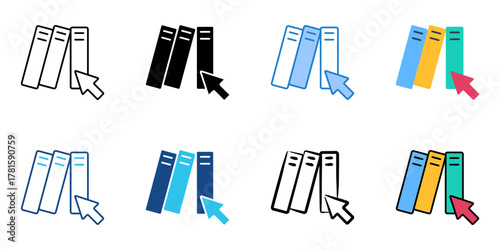 online library icon set multiple style collection 
