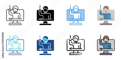 video icon set multiple style collection 
