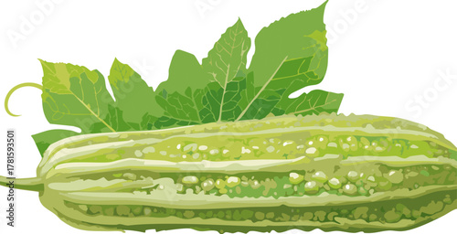Vector bitter gourd supporting student curiosity about plant forms, vegetable development, and nature literacy.
