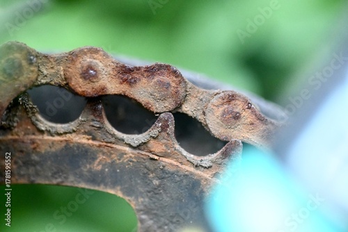 close up of a bicycle chain 