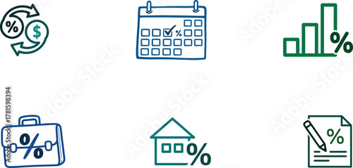 Financial planning with interest rates and business growth management concept