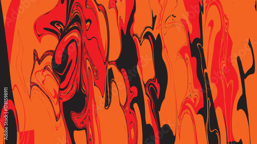 Abstract Marbling Pattern in Red and Orange vector