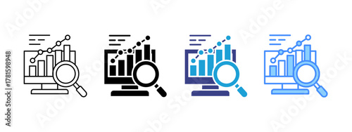 Analytics icon set multiple style collection