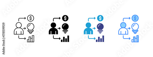 Entrepreneur icon set multiple style collection