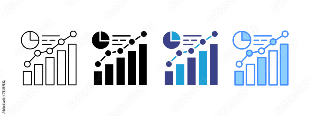Obraz premium Statistics Collection icon set multiple style collection
