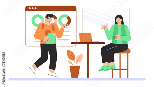 Flat Design Business Coaching and Consulting Flat Vector Illustration