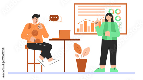Corporate Training Session with Mentor Flat Vector Illustration