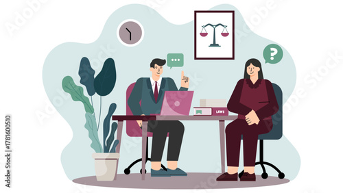 Business People Working Overtime at Office Flat Vector Illustration