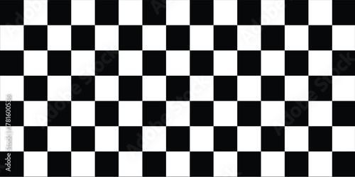 Distorted vector checkered seamless pattern. Groovy twisted grid. Psychedelic dynamic banner background. Retro 70s trippy hippie wavy aesthetic chess backdrop in black and white racing flag colors .