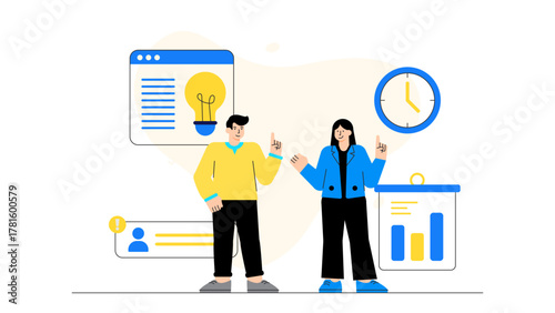 Flat Design Business Coaching and Consulting Flat Vector Illustration