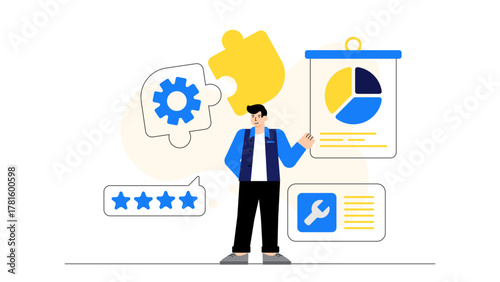 Team Workshop on New Business Tools Flat Vector Illustration